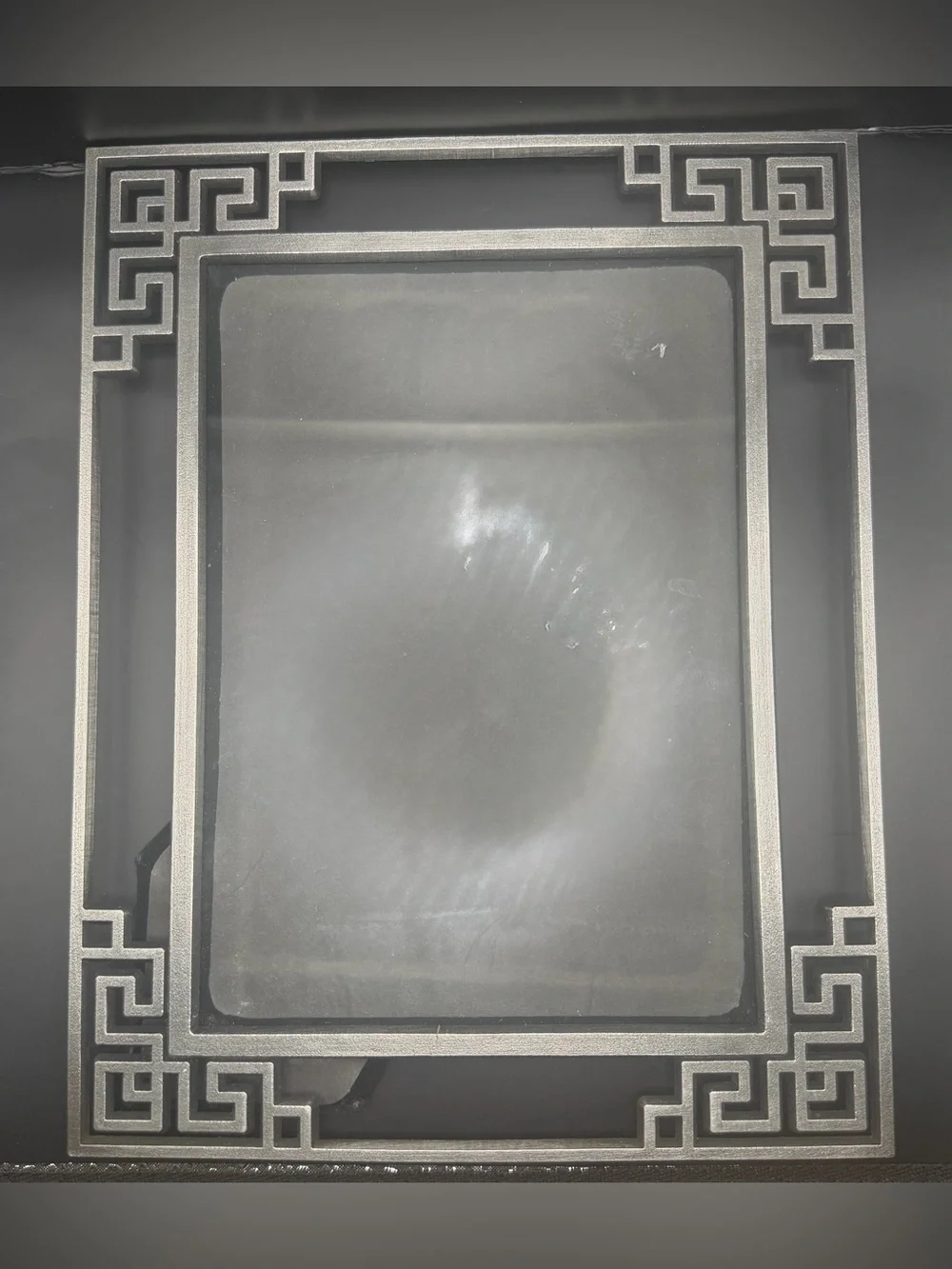 Vintage Whimsygoth Decorative Picture Frame with Silver Greek Key Design